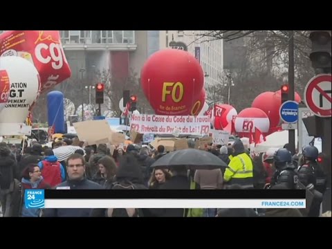 بالفيديو توسع دائرة النزاع بين الحكومة الفرنسية والنقابات العمالية بسبب قانون العمل