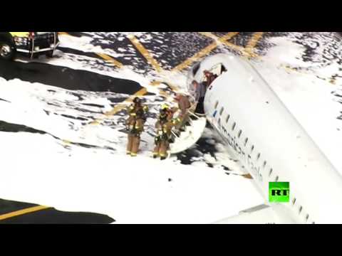 بالفيديو لحظة اصطدام طائرة ركاب أميركية في غزال