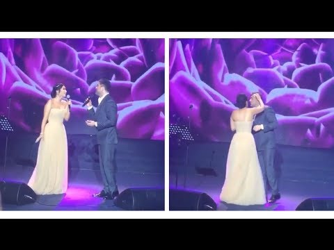 شاهد  شيرين تغازل وائل كفوري وتحرجه أمام الجمهور