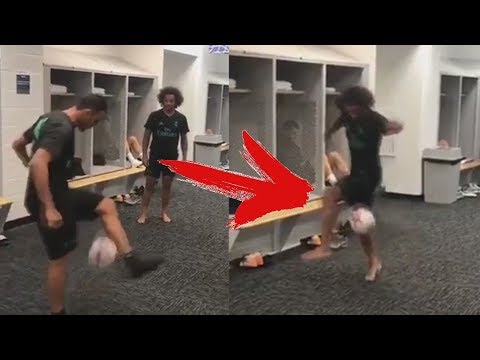 شاهد نجوم ريال مدريد يستعرضون مهاراتهم داخل غرفة خلع الملابس