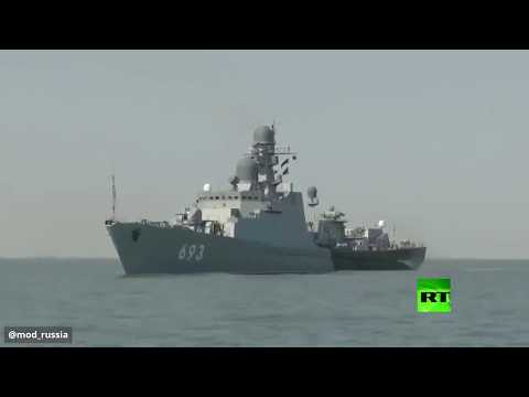 شاهد تدريبات روسية على إطلاق النار من مدافع على الألغام البحرية