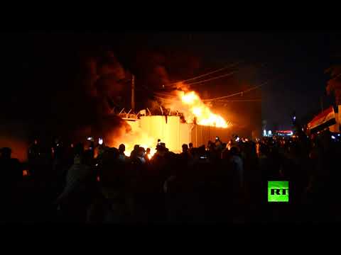 فيديو جديد لإحراق قنصلية إيران في النجف العراقية