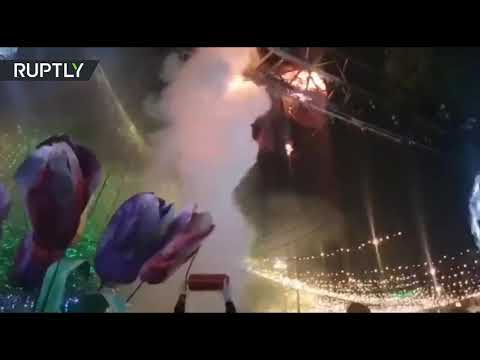 اندلاع حريق في مخيم احتفالي أثناء افتتاح شجرة رأس السنة الرئيسية في كييف