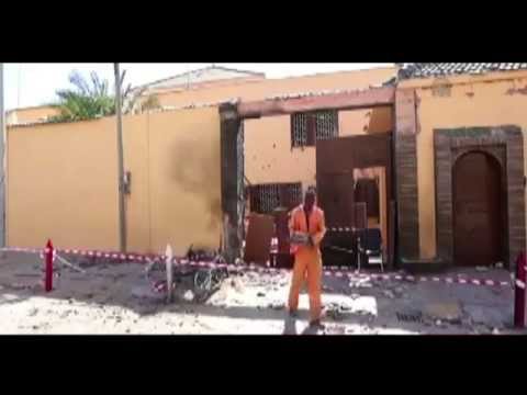 شاهد مخلفات انفجار السفارة المغربية في ليبيا