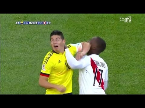 شاهد تصرف غير لائق من جيمس رودريغيز أمام بيرو