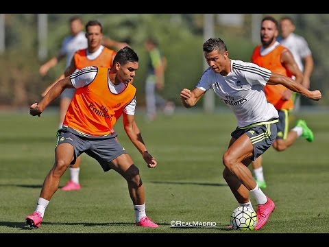 شاهدرونالدو يثير جنون لاعبى الريال فى التمرينات