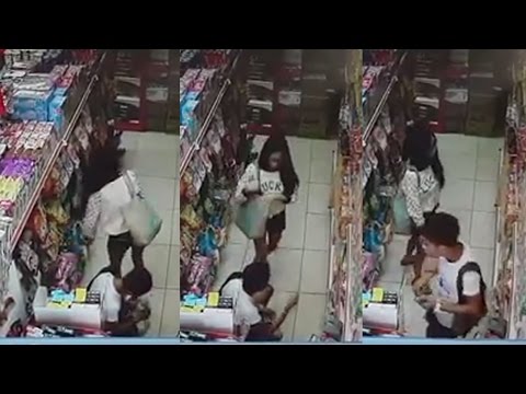 فتاة وصديقها يسرقان المقرمشات فقط